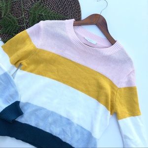 Elodie Sweater Bold Stripe Balloon Sleeve Medium